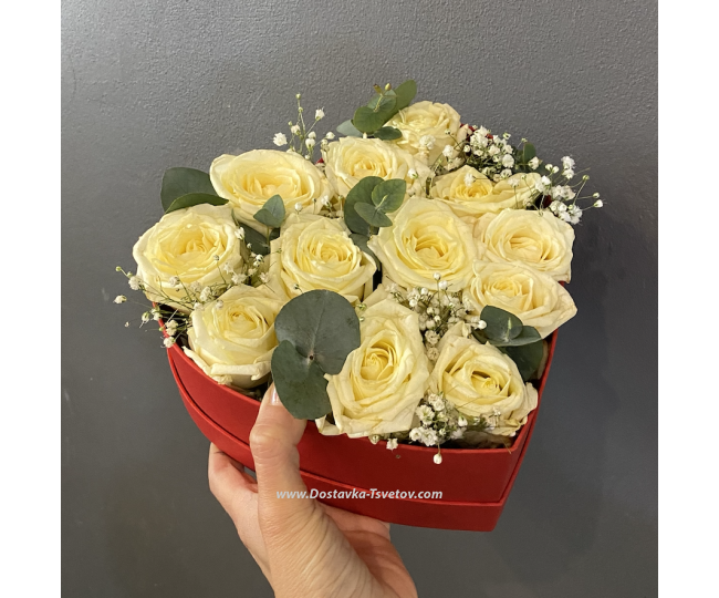 White roses Box of roses "Beloved´s Heart"